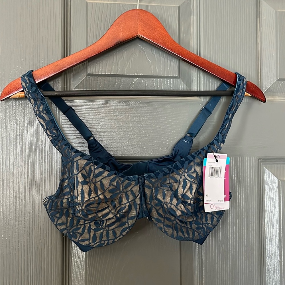 New with tags and packaging Olga by Warners Blue Lace Underwire Bra Size 36D